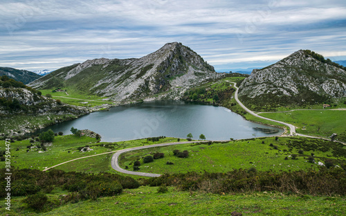 Lake Enol, One Of The Lakes of Covadonga in Asturias, Spain.