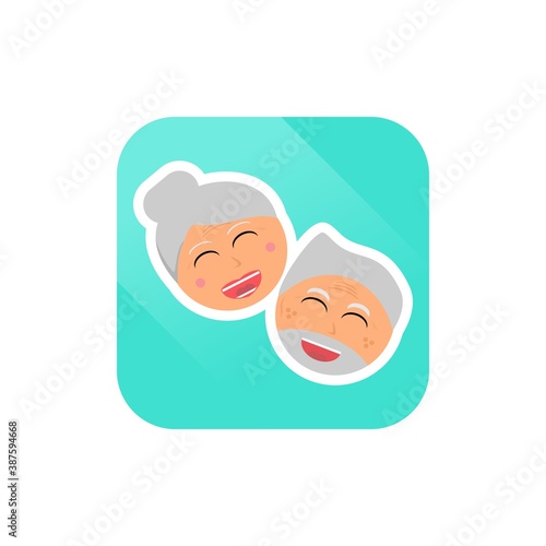 Elderly icon, elderly care logo vector