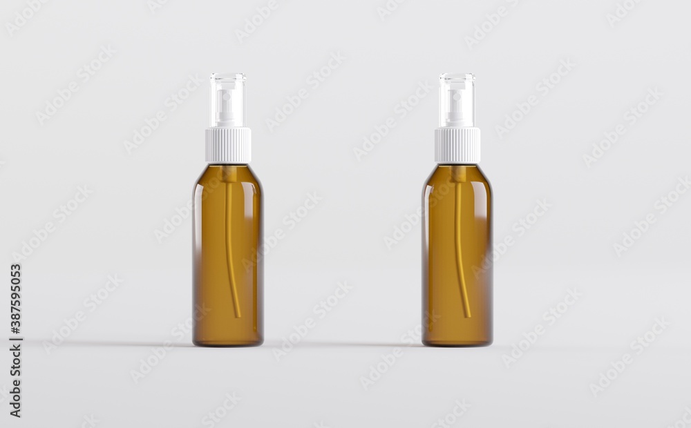 Amber Spray Bottle Mockup 3D Illustration Amber Spray Bottle Mockup 3D Illustration