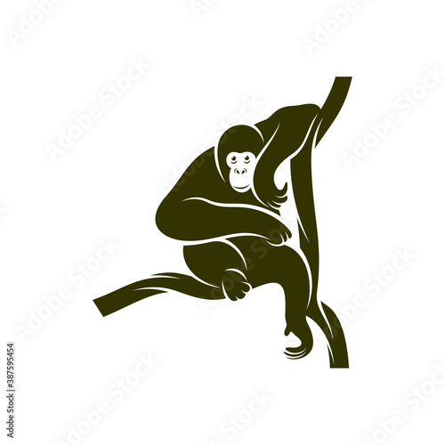 Orangutan logo design vector template, Illustration design Orangutan Monkey, Symbol Icon