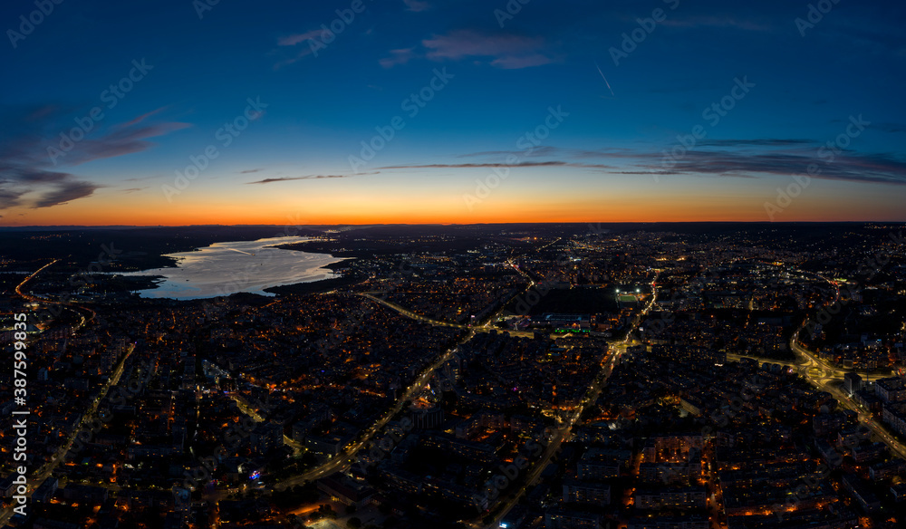 Aerial view of Varna at sunset