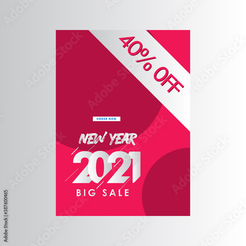 New Years 2021 Big Sale 40% off Label Vector Template Design Illustration