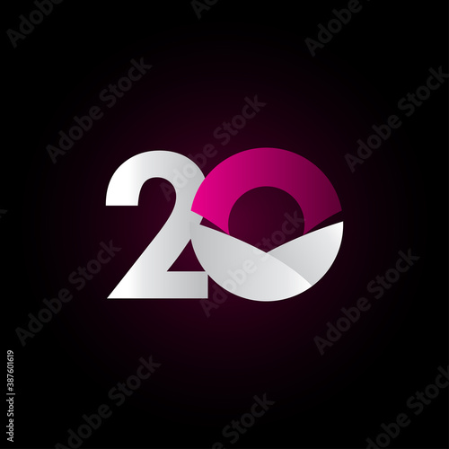 20 Years Anniversary Purple White Celebration Vector Template Design Illustration