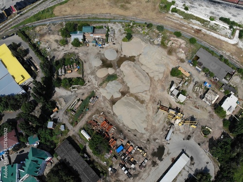 industrial zone from a height in summer