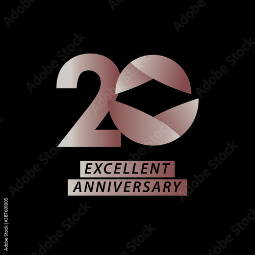 20 Years Anniversary Soft Celebration Vector Template Design Illustration