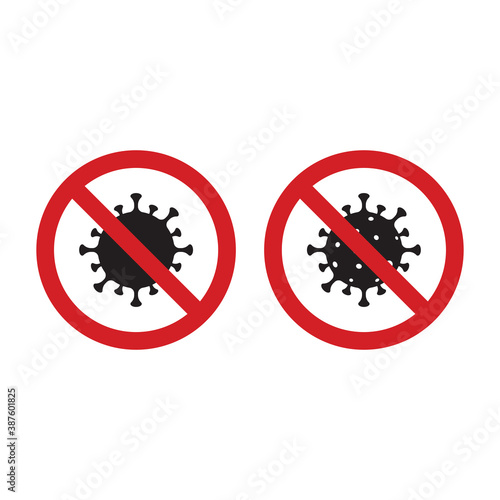 Coronavirus icon with red prohibit sign