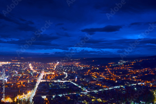 A view over the city Deva at night