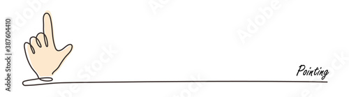 Illustration of Idea, Pointing drawn in one stroke with copy space