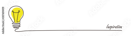 Illustration of inspiration drawn in one stroke with copy space