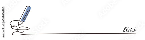 Illustration of "sketch" drawn in one stroke with copy space