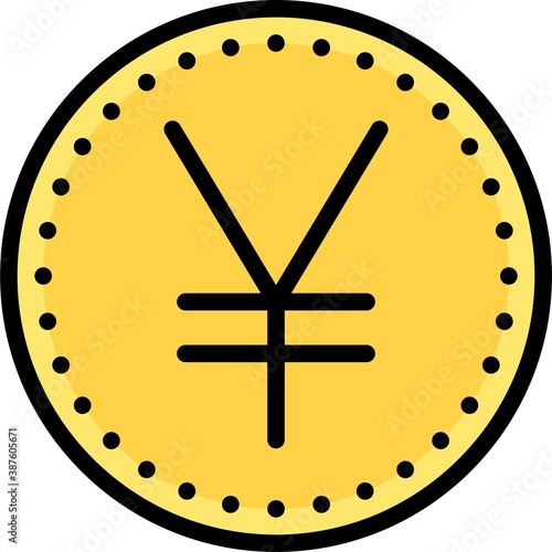 Yen and yuan coin, currency sign used for the Japanese yen and the Chinese yuan