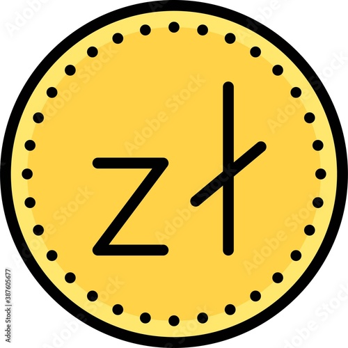 Polish złoty coin, official currency and legal tender of Poland