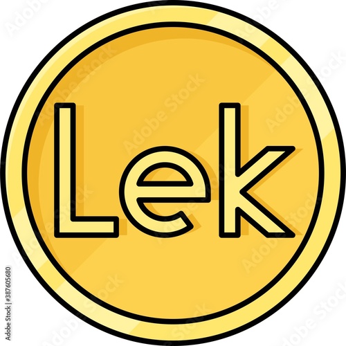 Lek coin icon, official currency of Albania