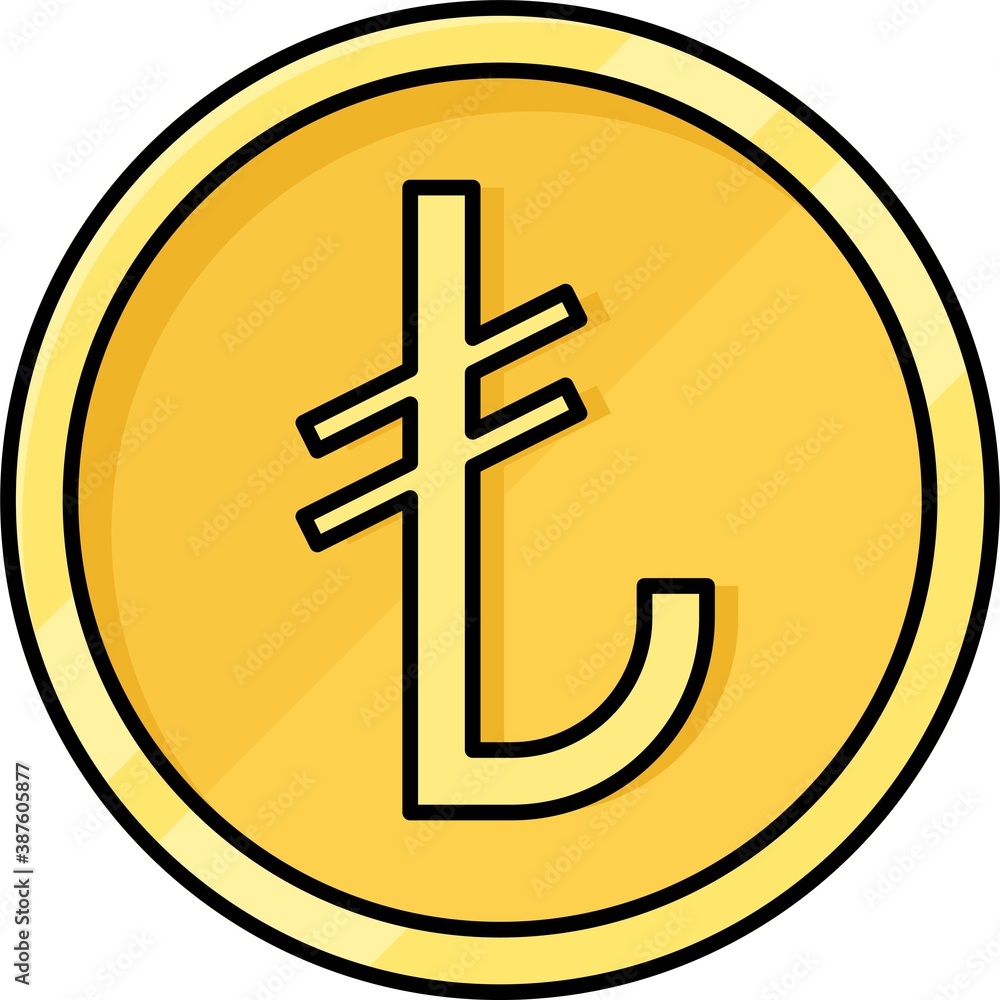 Turkish lira coin icon, currency of Turkey Turkish lira coin icon, currency of Turkey