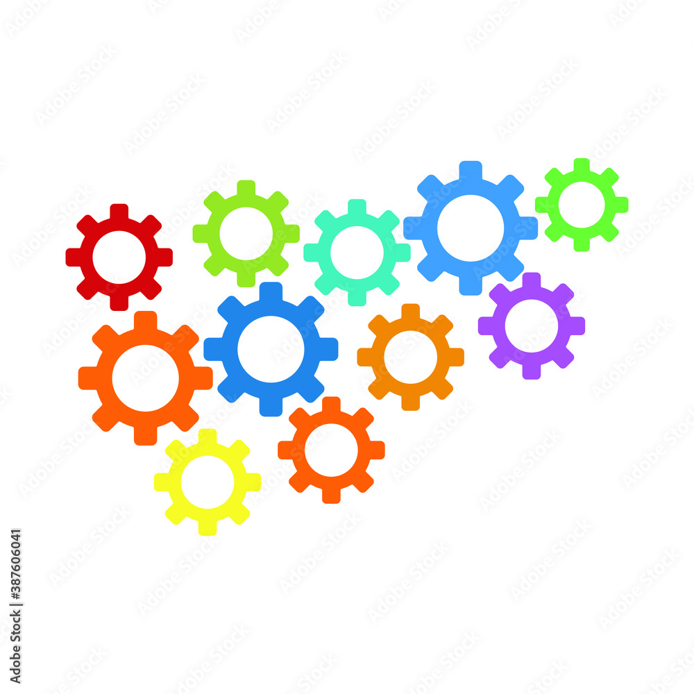 Gear icon template color editable. Gear icon set with fill color and stroke color. Gear symbol vector sign isolated on white background Gear icon template color editable. Gear icon set with fill color and stroke color. Gear symbol vector sign isolated on white background
