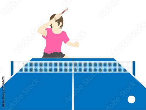 女性の卓球選手のイラスト