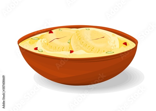 Rasmalai Indian Sweets or Mithai Food Vector