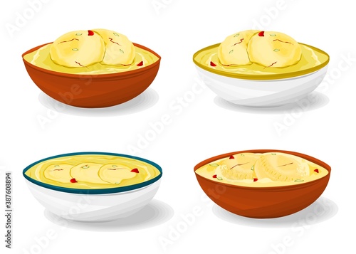 Rasmalai Indian Sweets or Mithai Food Vector