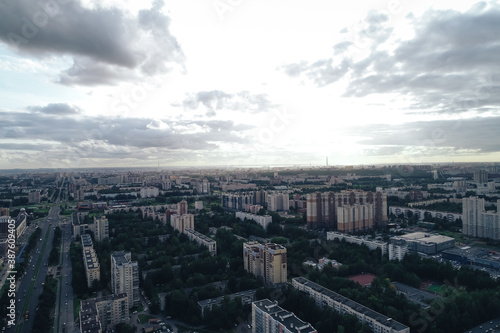Aerial Townscape of Saint Petersburg City. Kalininsky District