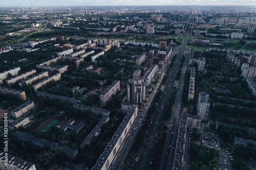 Aerial Townscape of Saint Petersburg City. Kalininsky District