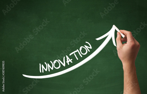 Wallpaper Mural Hand drawing INNOVATION inscription with white chalk on blackboard, business concept Torontodigital.ca