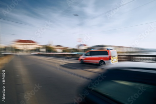 Ambulance car in blurred motion