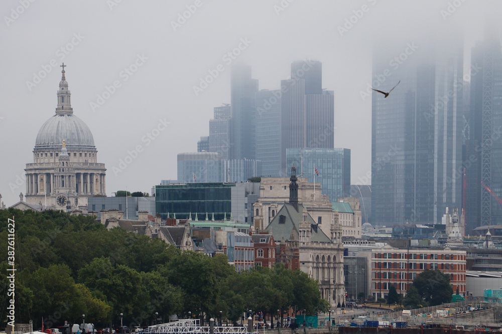 Misty London skyline