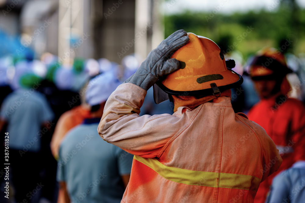 Firefighter prepare training firefighter in the plant on industry. Firefighter prepare training firefighter in the plant on industry.