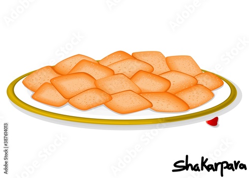 Shankarpali or shakarpara indian Sweet Dish Food Vector