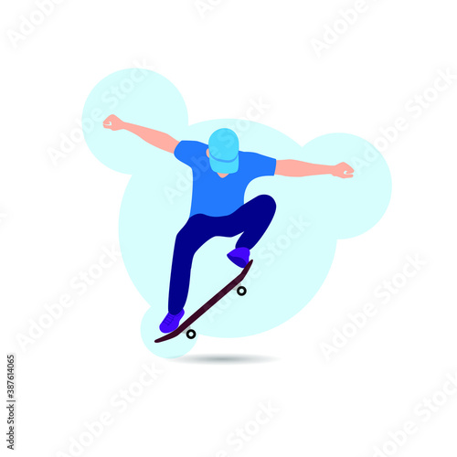 vector illustration of a man skateboarding for an icon or symbol