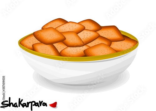Shankarpali or shakarpara indian Sweet Dish Food Vector