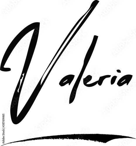 Valeria-Female Name Modern Brush Calligraphy Cursive Text on White Background photo