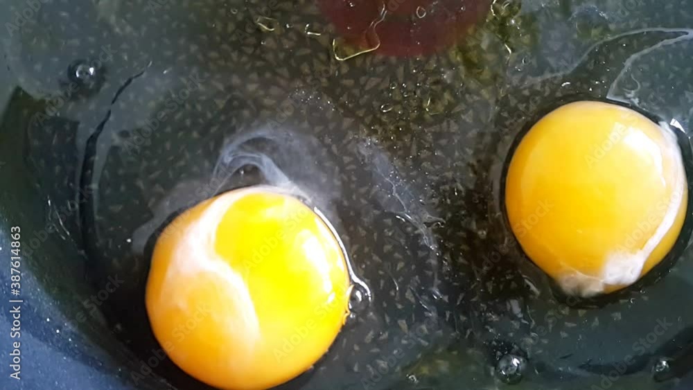 Fried eggs in a pan for breakfast. Fried eggs in a pan for breakfast.