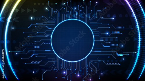 Abstract futuristic background of Circle interface sci fi frame hud ui with circuit line