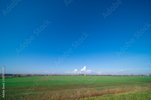 farmland blue sky and green grass nature fall 