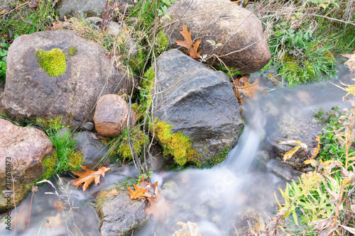 Water flowing near rocks