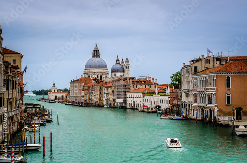 The Basilica of St Mary of Health or Basilica di Santa Maria della Salute at grand canal in Venice, Italy photo