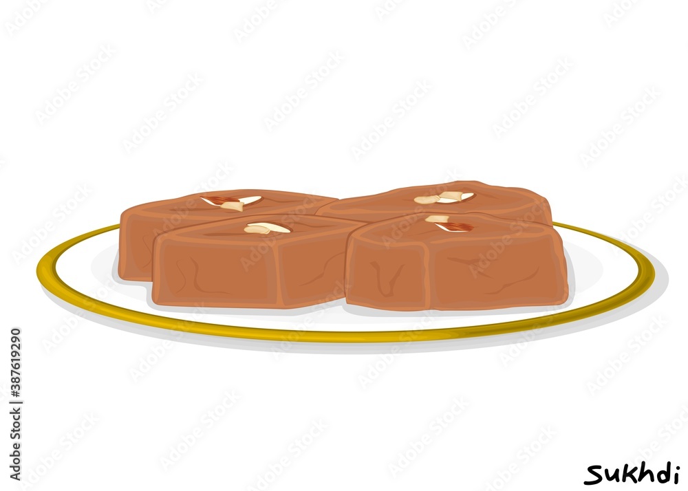 Sukhdi indian Sweet Dish Food Vector Sukhdi indian Sweet Dish Food Vector