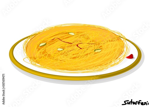 SutarFeni indian Sweet Dish Food Vector