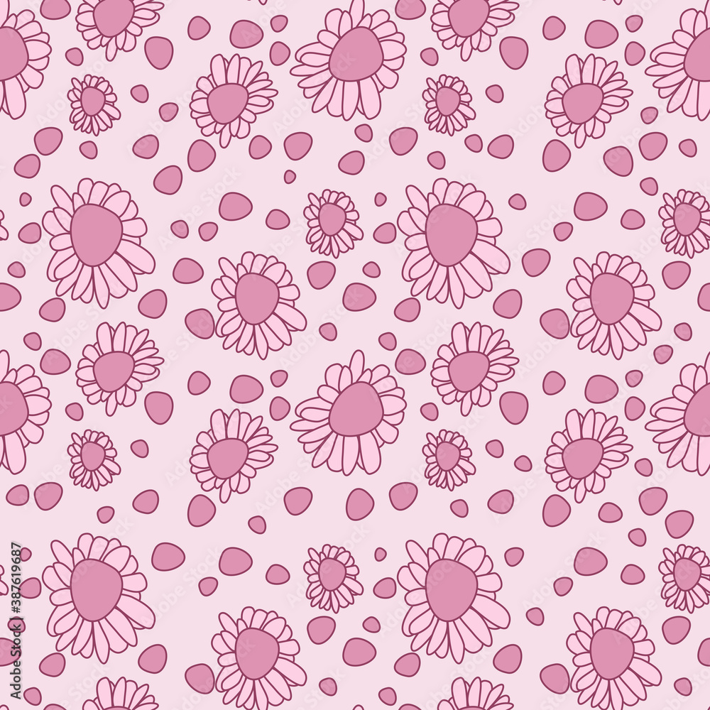 seamless pattern with child style pink flowers seamless pattern with child style pink flowers