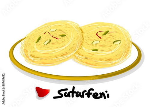 SutarFeni indian Sweet Dish Food Vector