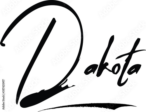 Dakota.-Female Name Modern Brush Calligraphy Cursive Text on White Background