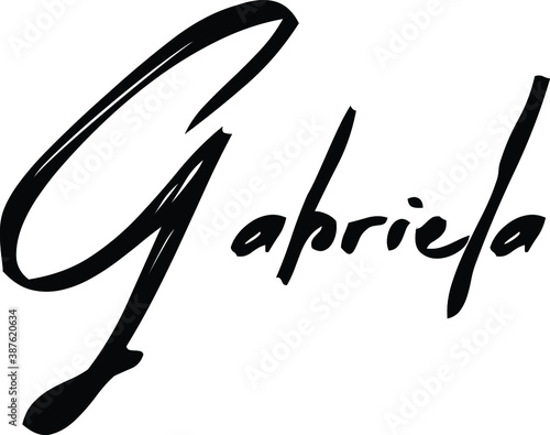 Gabriela-Female Name Modern Brush Calligraphy Cursive Text on White Background photo