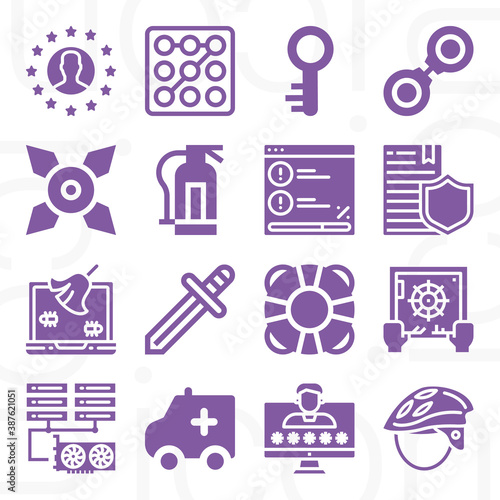 16 pack of firmly  filled web icons set