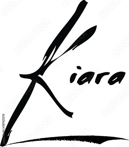 Kiara.-Female Name Modern Brush Calligraphy Cursive Text on White Background photo