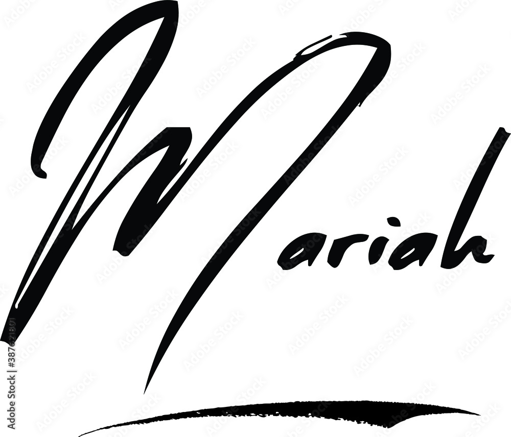 Mariah-Female Name Modern Brush Calligraphy Cursive Text on White
