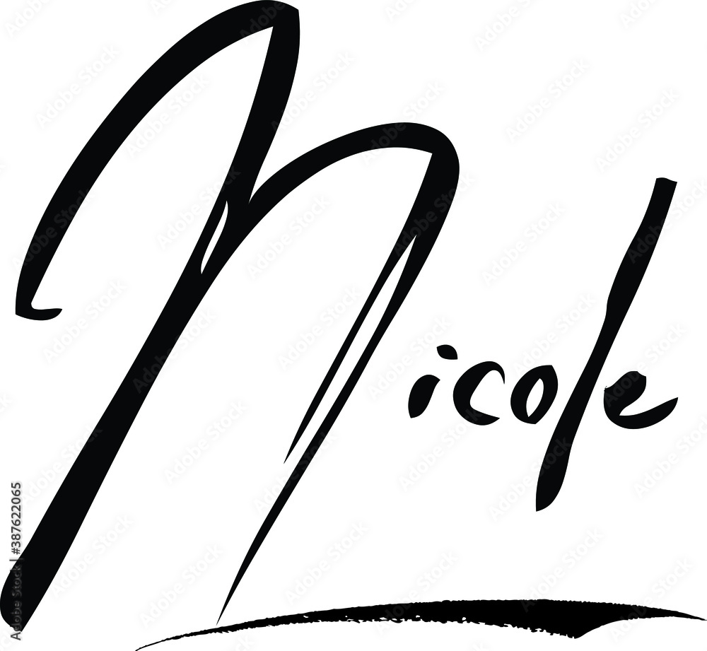 Nicole-Female Name Modern Brush Calligraphy Cursive Text on White
