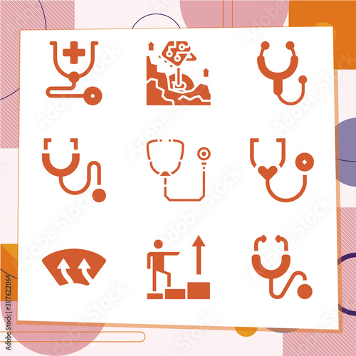 Simple set of 9 icons related to medical examination
