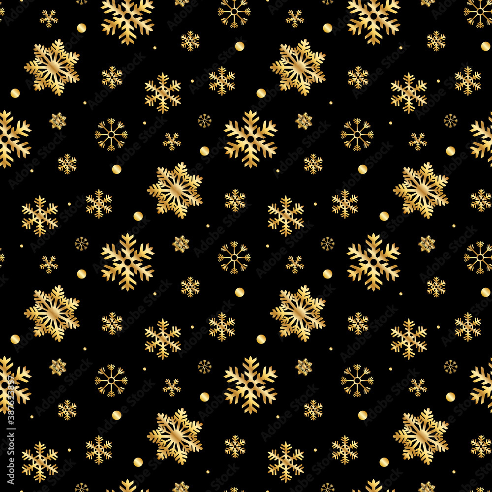 seamless gold snowflakes pattern and background vector illustration
