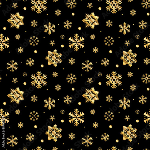 seamless gold snowflakes pattern and background vector illustration